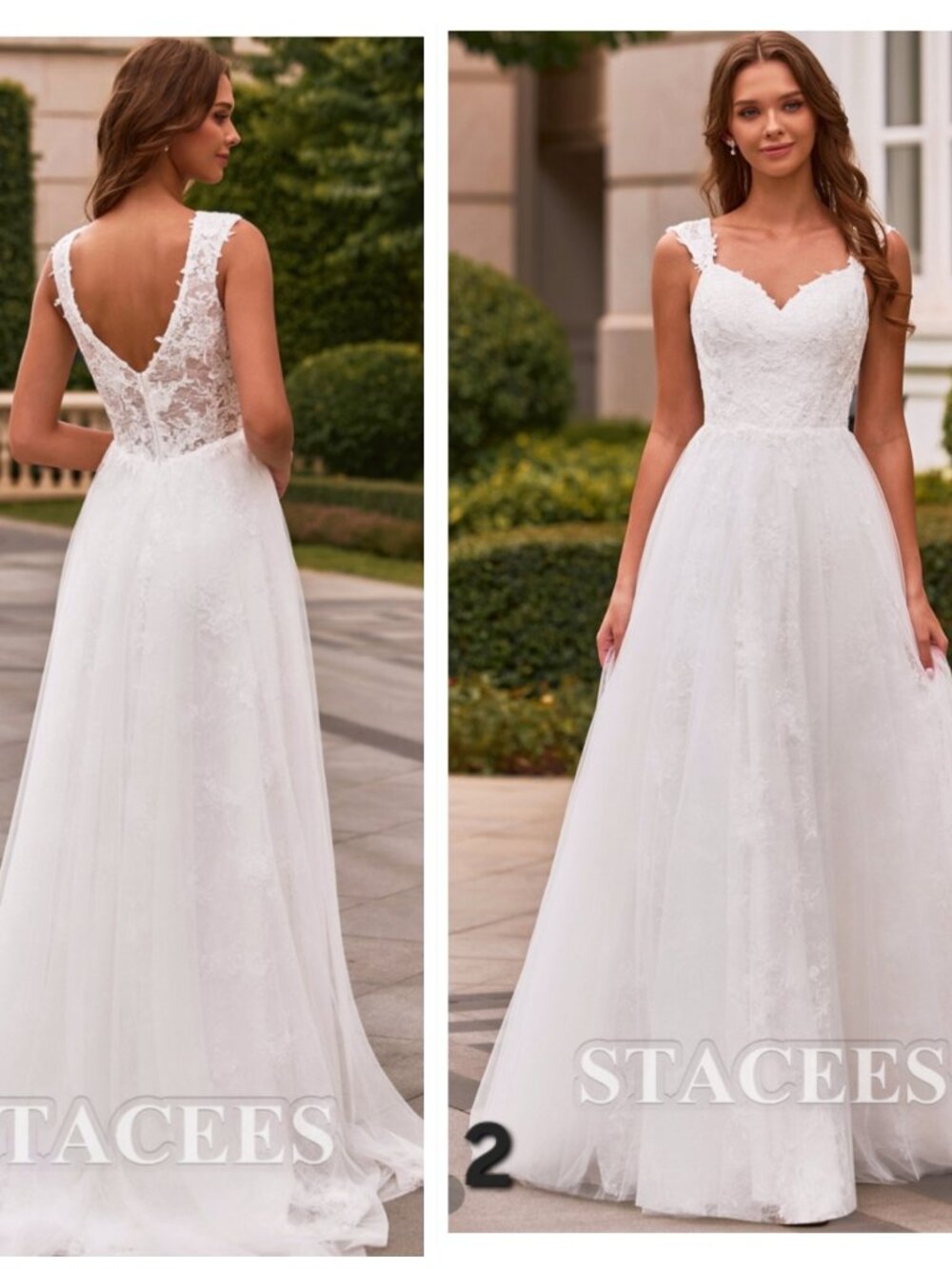 NEW Stacees 16 Ivory Lace Tulle A Line Wedding Dress Unaltered bride Molded Cups